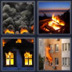 4 fotos 1 palabra casas quemándose
